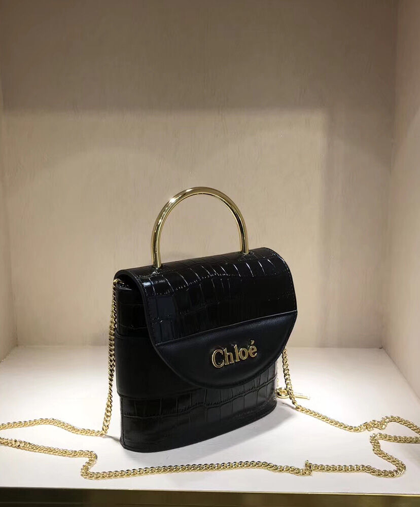 Chloe Small Aby Lock Bag Handbag Leather Black